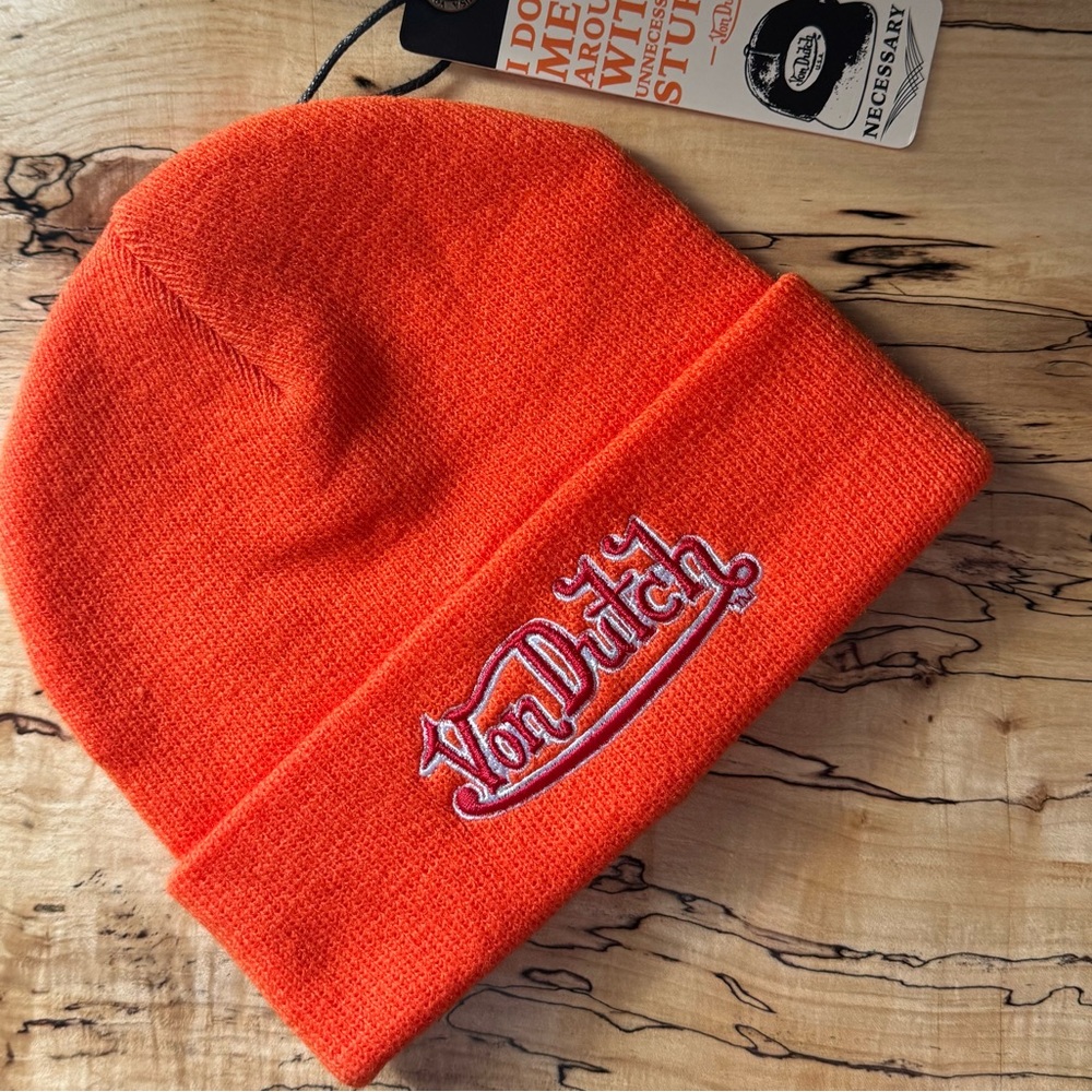 🎉SALE! - NWT Von Dutch Orange Logo Beanie